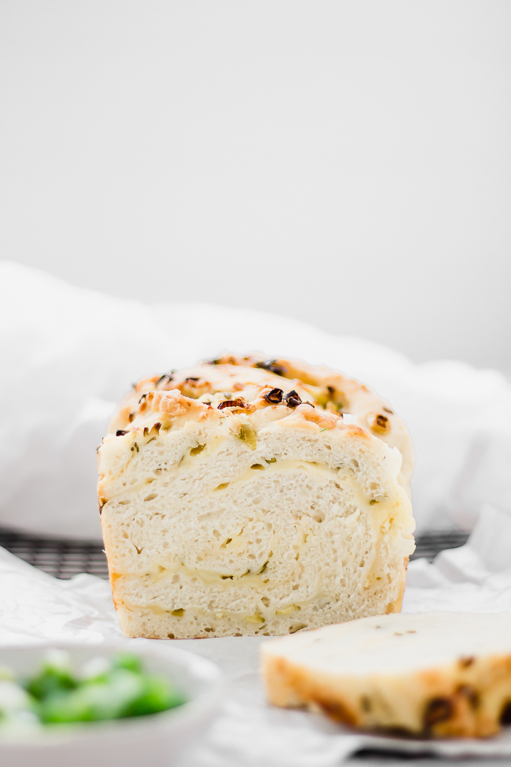 cheese and onion bread cross section