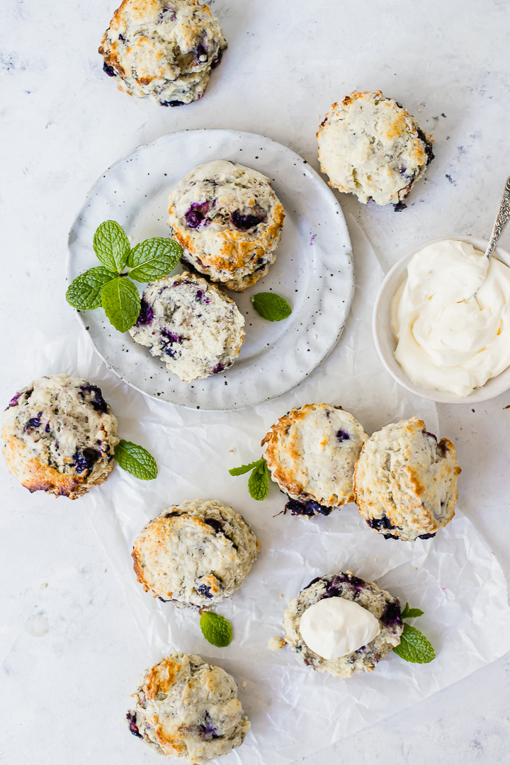 Blueberry buttermilk scones and cream