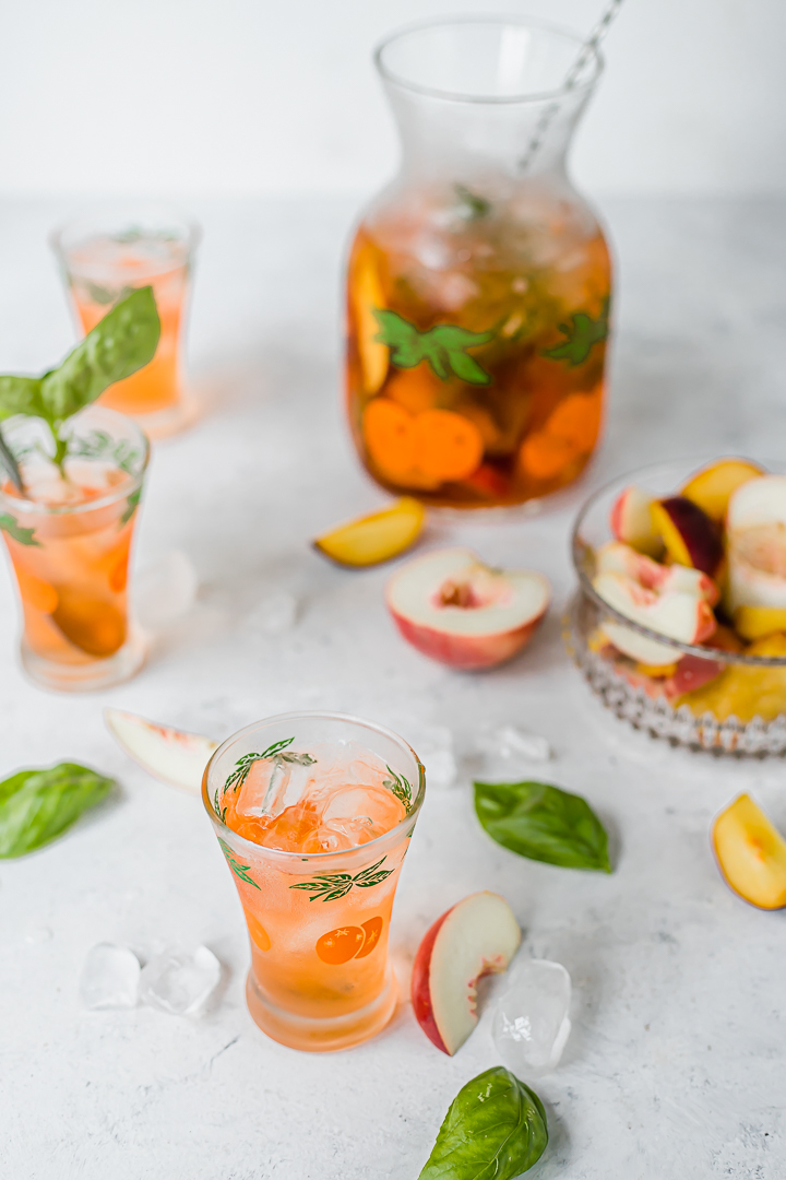 Glasses of peach aperol punch