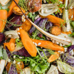Close up shot of roasted root vegetable salad