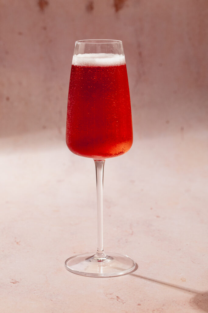 Kir Royale cocktail in a champagne flute